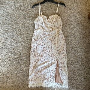 Lulu's Cream Lace Midi Dress